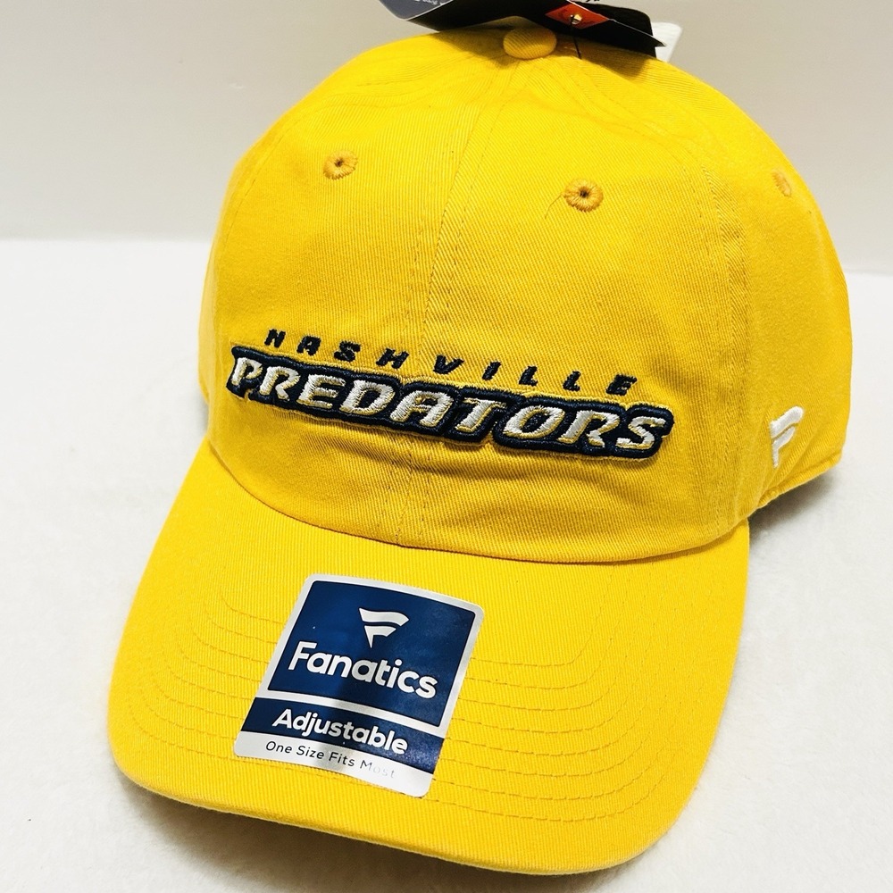 Fanatics Nashville Predators Wordmark Hat Cap Adjustable Strap Yellow NHL